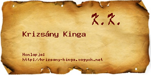 Krizsány Kinga névjegykártya